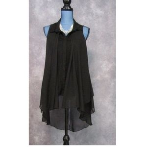 Time Line Black Layered Illusion Blouse Size M